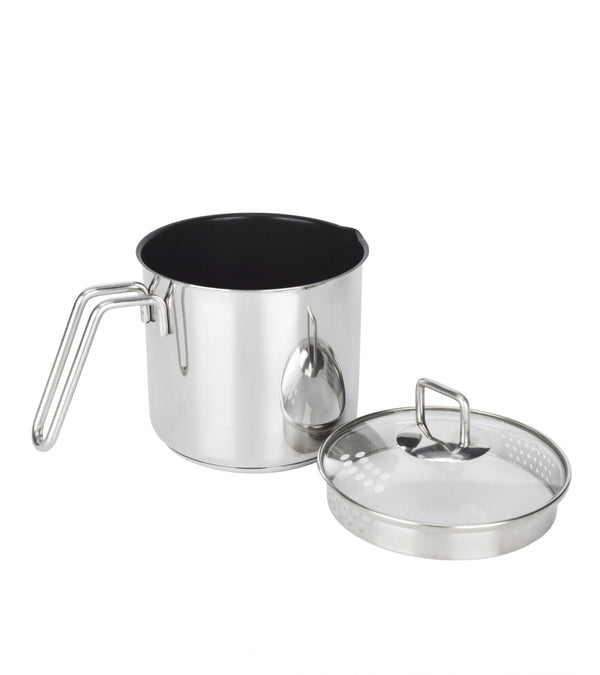 Ignite Stainless Steel Non Stick Boiling Pot | 2L Chai Pan With Strainer Lid