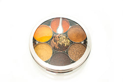 Stainless Steel Masala Dabba With Clear Lid Filled With Spices