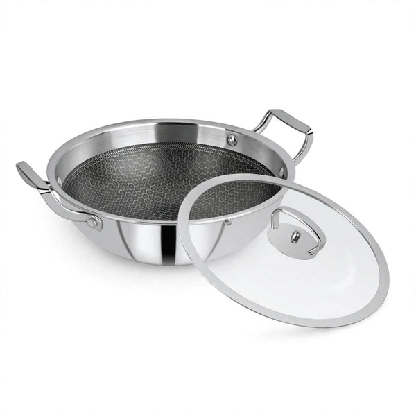 TRIPLY HONYCOMBE KARAI 5 LAYER COATINGWITH GLASS LID 30cm