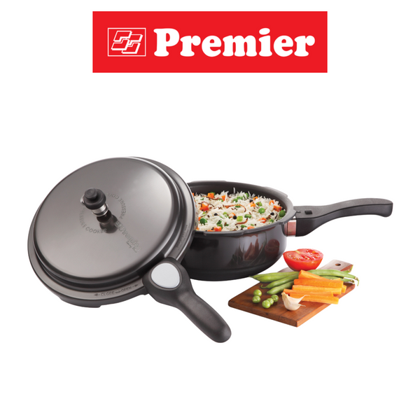 Premier Hard Anodized Black Trend 4.3 Litres / 6 Litre Gross Volume Indian Pressure Pan UK