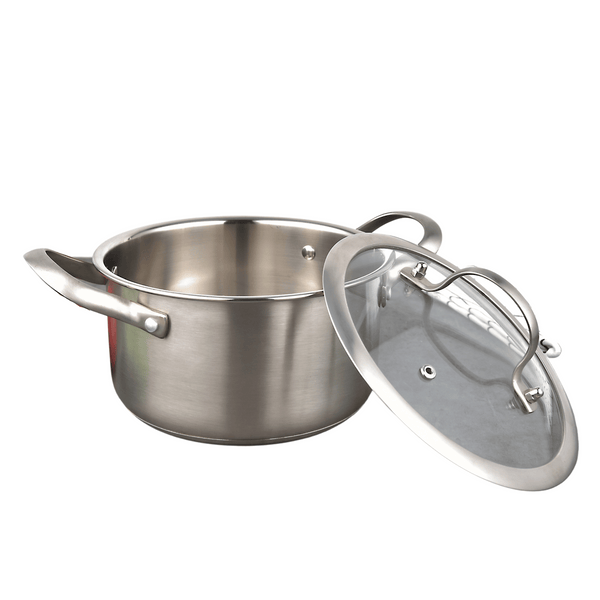 Stainless Steel Casserole 18cm With Induction Base and Glass Lid