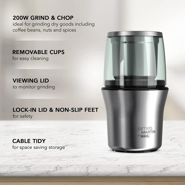 Wahl James Martin Grind and Chop, Electric Grinders Ideal for Coffee, Nuts and Spices.