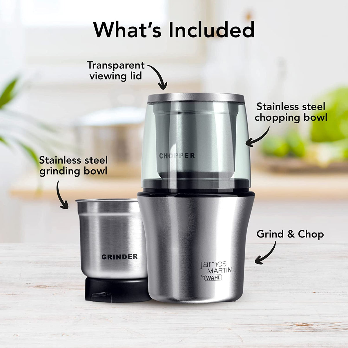 Wahl James Martin Grind and Chop, Electric Grinders Ideal for Coffee, Nuts and Spices.