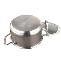 Stainless Steel Casserole 18cm With Induction Base and Glass Lid