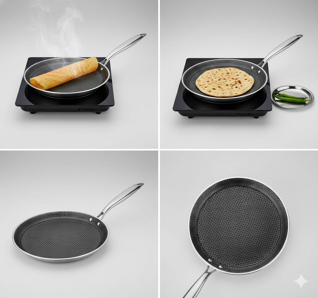Master Stainless Steel Tri Ply Honey Comb Crepe Pan / Roti Pan