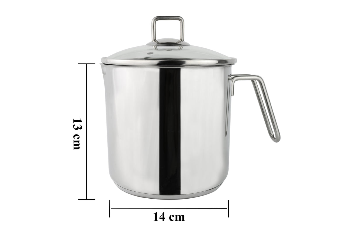 Ignite Stainless Steel Non Stick Boiling Pot | 2L Chai Pan With Strainer Lid