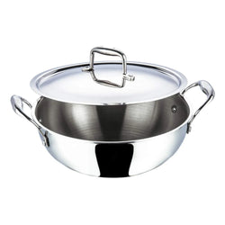 VGO Stainless Steel 20cm Triply Kadai Suitable for Induction
