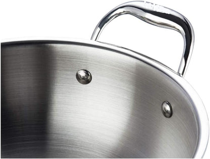 VGO Stainless Steel 20cm Triply Kadai Suitable for Induction