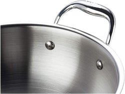 VGO Stainless Steel 20cm Triply Kadai Suitable for Induction