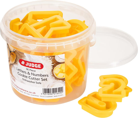 Judge 36 Piece Coloured Cookie Cutter, Letters and Numbers