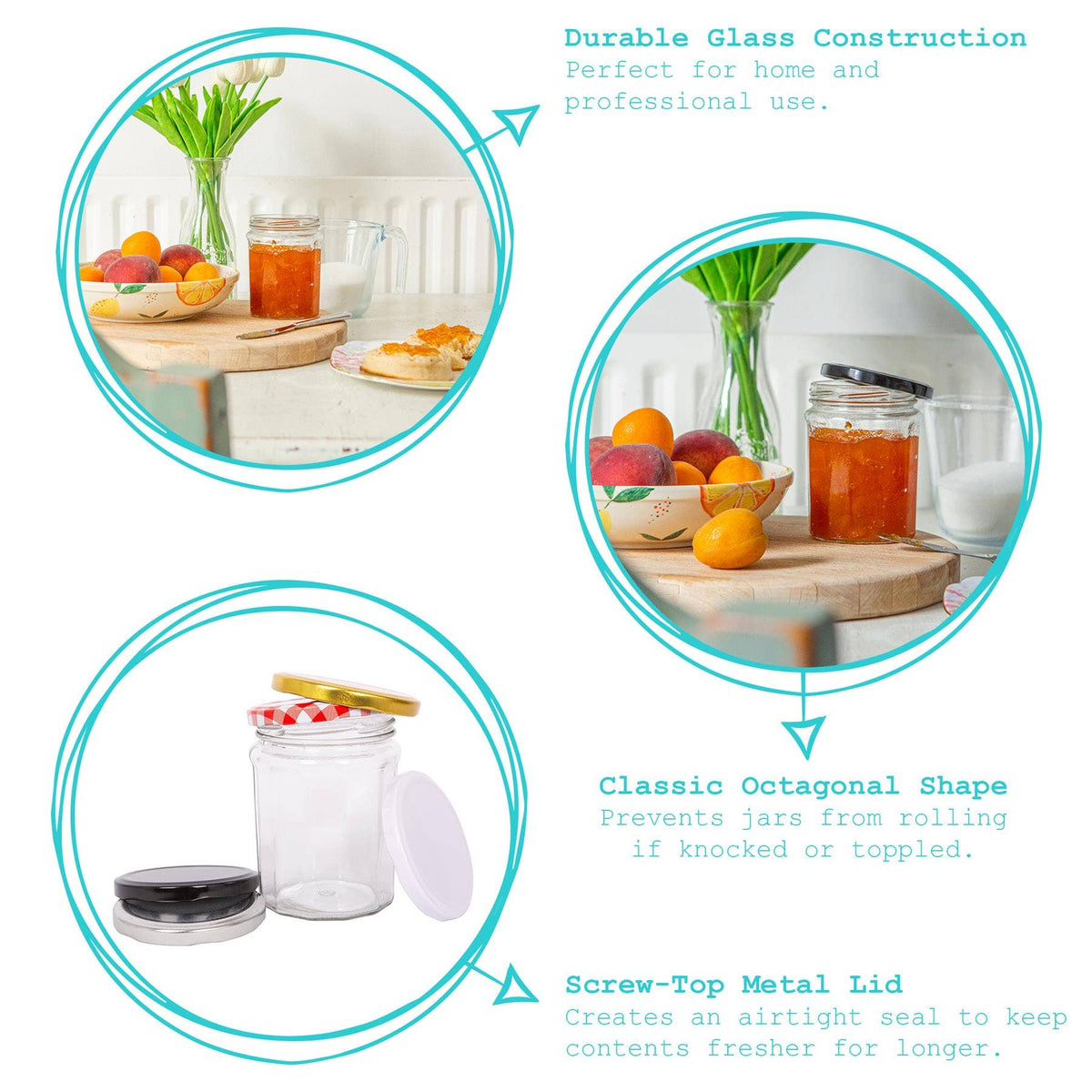 450ml Glass Jam Jar with Lid - By Argon Tableware: Silver Lid