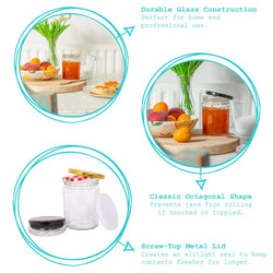 450ml Glass Jam Jar with Lid - By Argon Tableware: Silver Lid