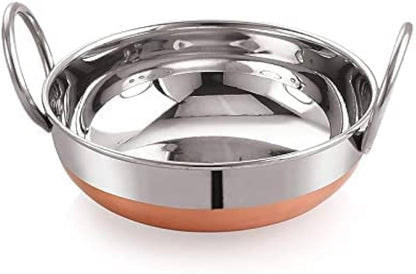 Stainless Steel 28cm Copper Bottom Restaurant Style Kadai