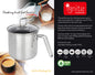 Ignite Stainless Steel Non Stick Boiling Pot | 2L Chai Pan With Strainer Lid