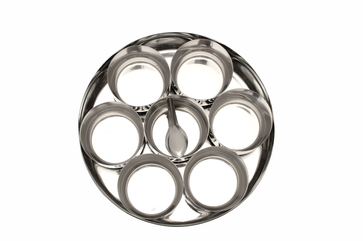 Stainless Steel Masala Dabba Open View With 7 Inner Bowls