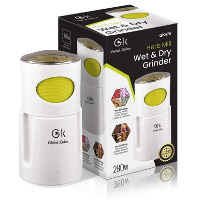 GK Electric Wet & Dry Grinder Coffee Spice Nut Grinding Herb Mill Garlic Chop 280w