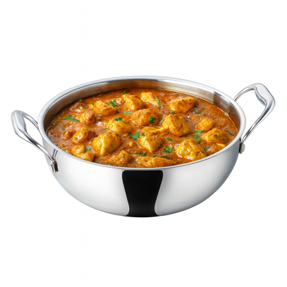 VGO Stainless Steel 20cm Triply Kadai Suitable for Induction