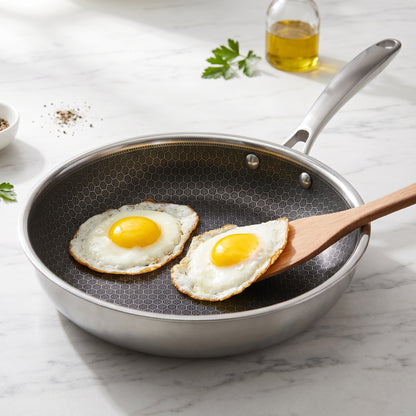 Tri-Ply Stainless Steel Hybrid Nonstick Frying Pan – 28 cm + Tempered Glass Lid