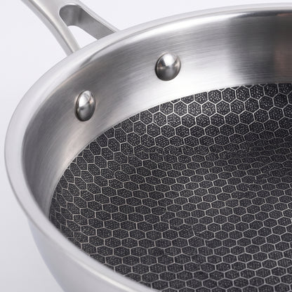 Tri-Ply Stainless Steel Hybrid Nonstick Frying Pan – 28 cm + Tempered Glass Lid