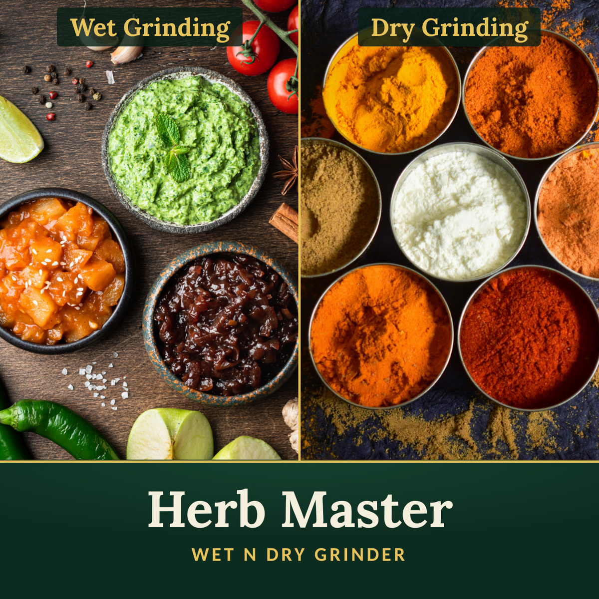 Herb Master Wet N Dry Grinder, 280W Electric Grinder for Herbs, Spices, Nuts and Coffee Beans 2027 Model