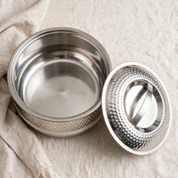 Stainless Steel Hot Pot Insulated Food Warmer Hammered Roti Rice 2100