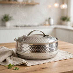 Stainless Steel Hot Pot Insulated Food Warmer Hammered Roti Rice 2100