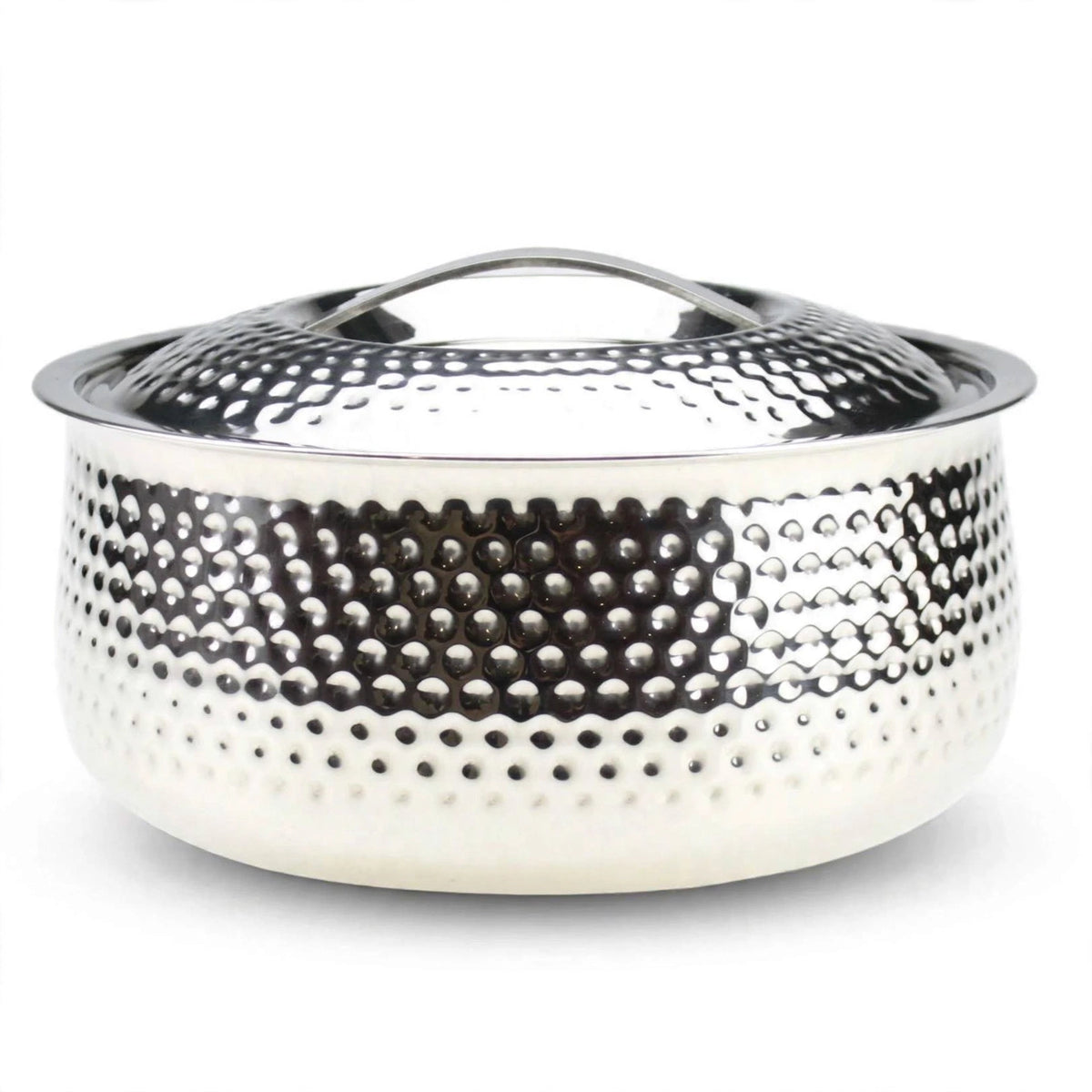 Stainless Steel Hot Pot Insulated Food Warmer Hammered Roti Rice 2100