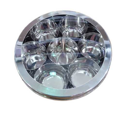Stainless Steel Spice Tin (Masala Dabba) with Clear Lid Size 11