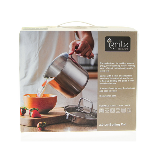Ignite Cookware 3L Stainless Steel Induction Bottom Boiling Pot