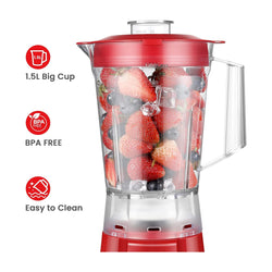 COMFEE' Blender Smoothie Maker, 1.5 Litre Blender Mixer Food Processor, 600W Red - The Cookware Company