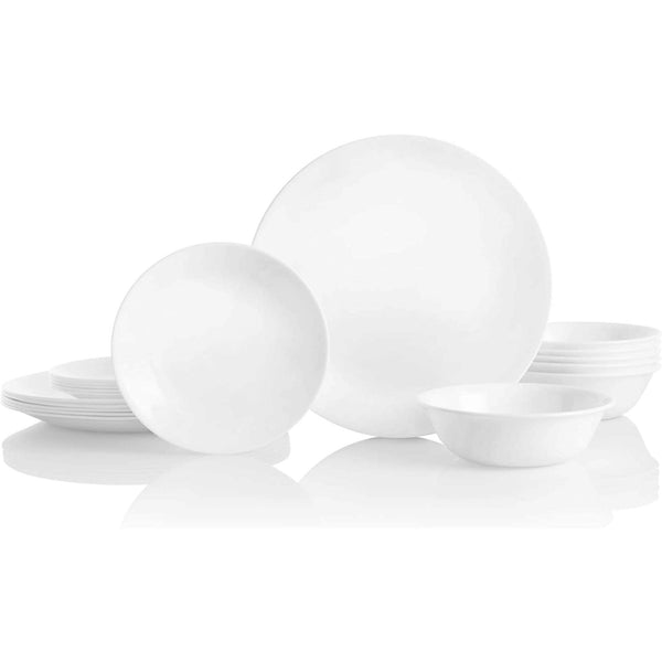Corelle 18-Piece Dinner Set, Winter Frost White - The Cookware Company