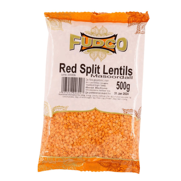 Fudco Split Red Lentils 500g,1.5kg - The Cookware Company